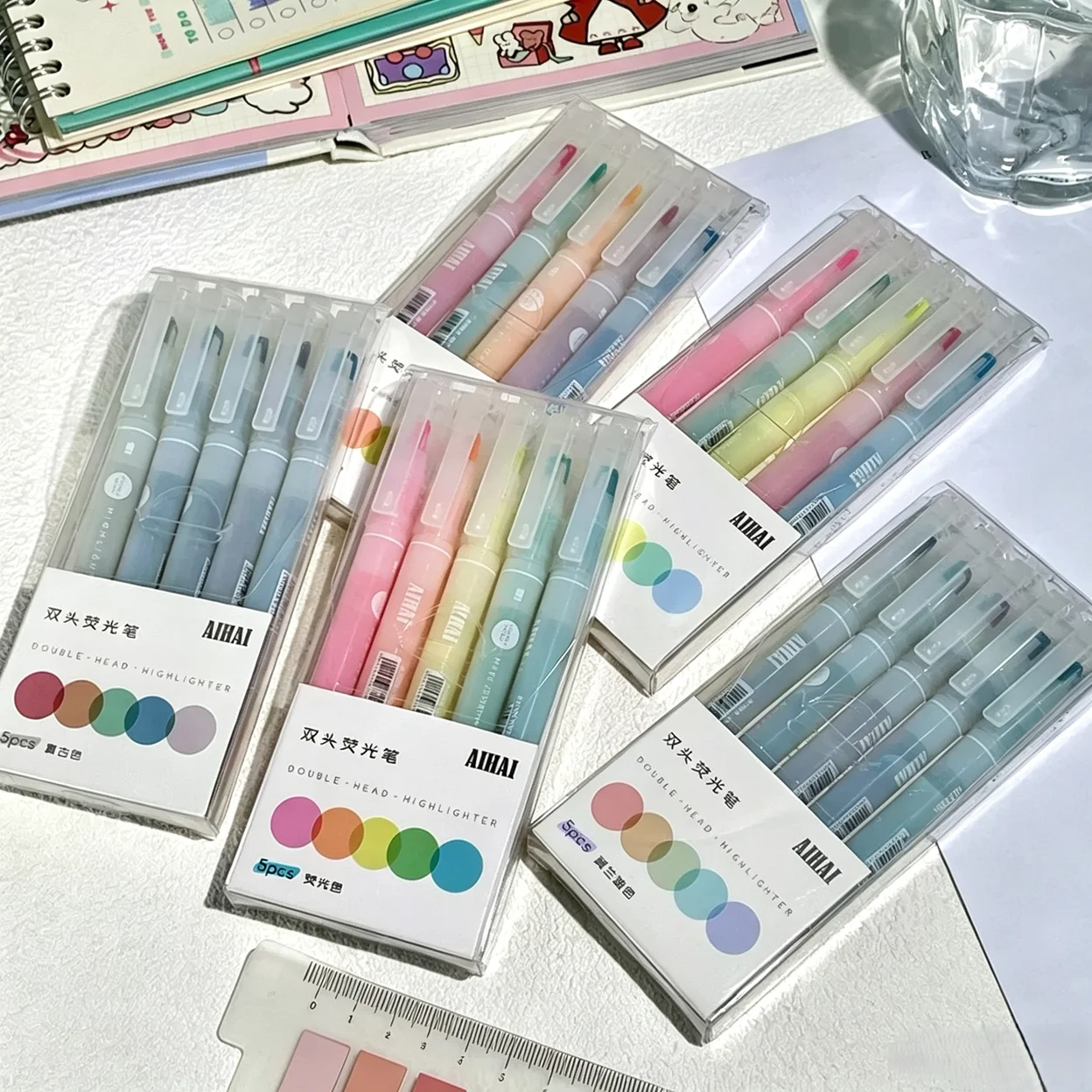 Back To School Student Supplies: 5/25 Colors Dual-End Highlighter Pens - Visible Window & Eye-Friendly Colored Markers for Daily