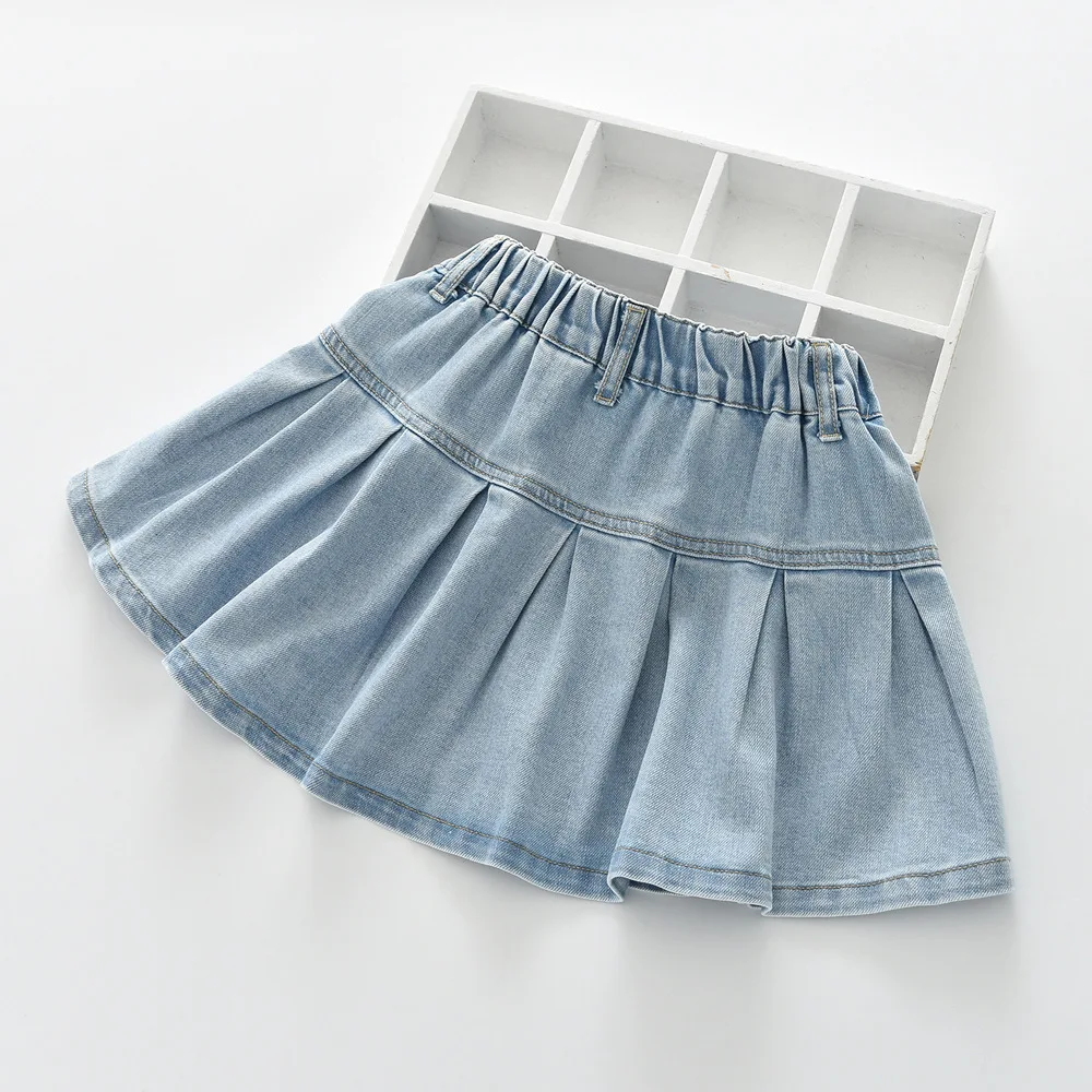 2026 summer new girls skirt elastic waist cute bow denim skirts denim