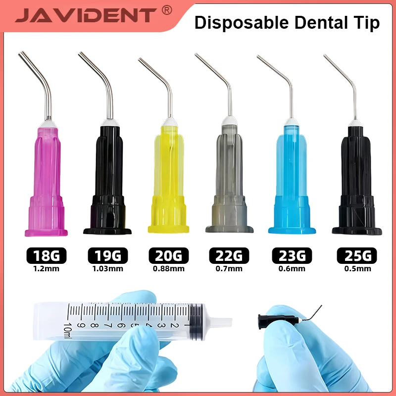 100Pc18/19/20/22/23/25G Dental Composite Resin Pre Bent Flow Needle Tips Irrigator Bent Needle Etchant Resin Flow Composite Tips