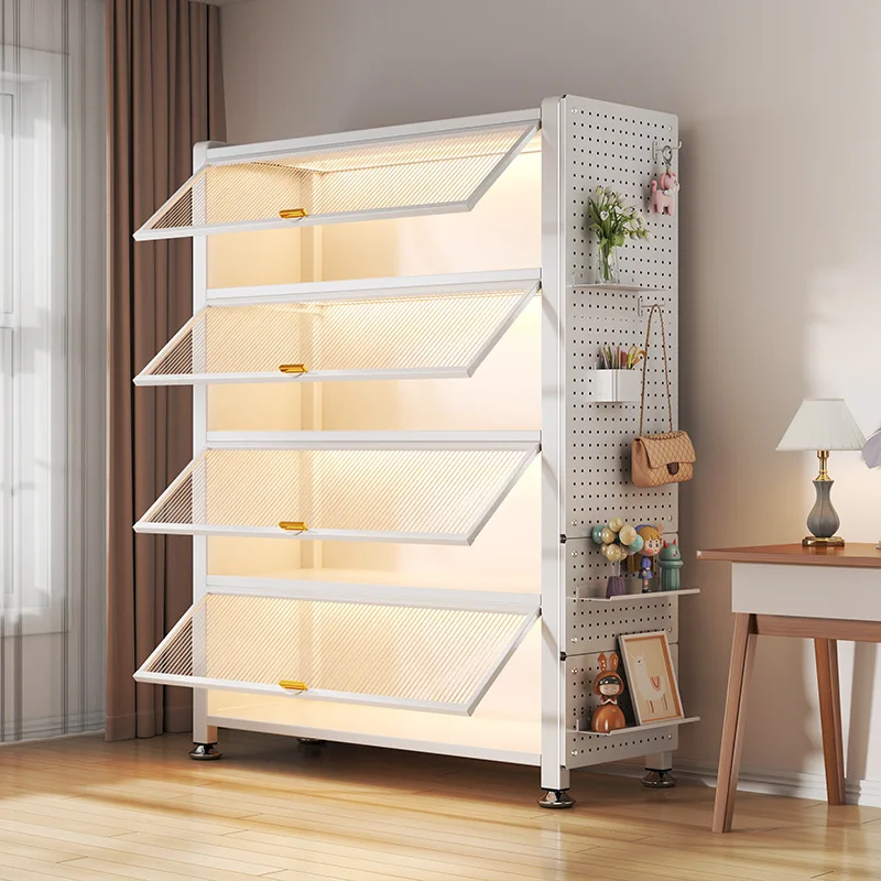 Living room multi-layer floor storage cabinet with door shelf household steel bookcase storage cabinet children's dust bookshelf