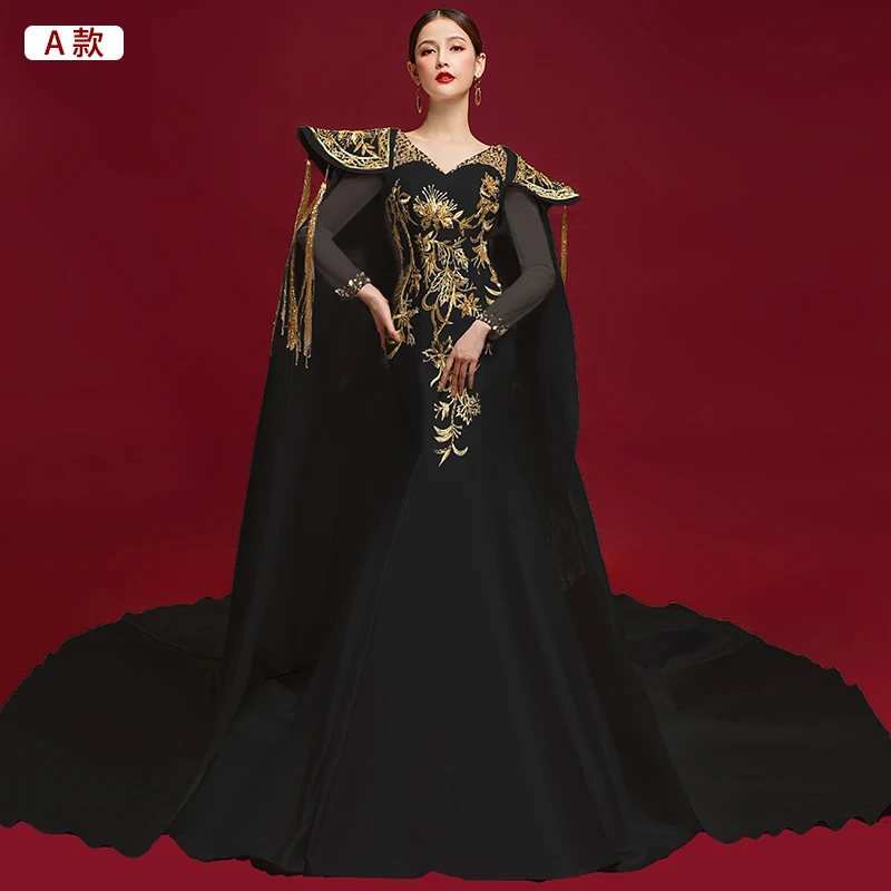 Chinese Style Host Dress For Women, Dignified And Atmospheric Performance, Long Style Adult Runway Show, Fashionable Han Fu