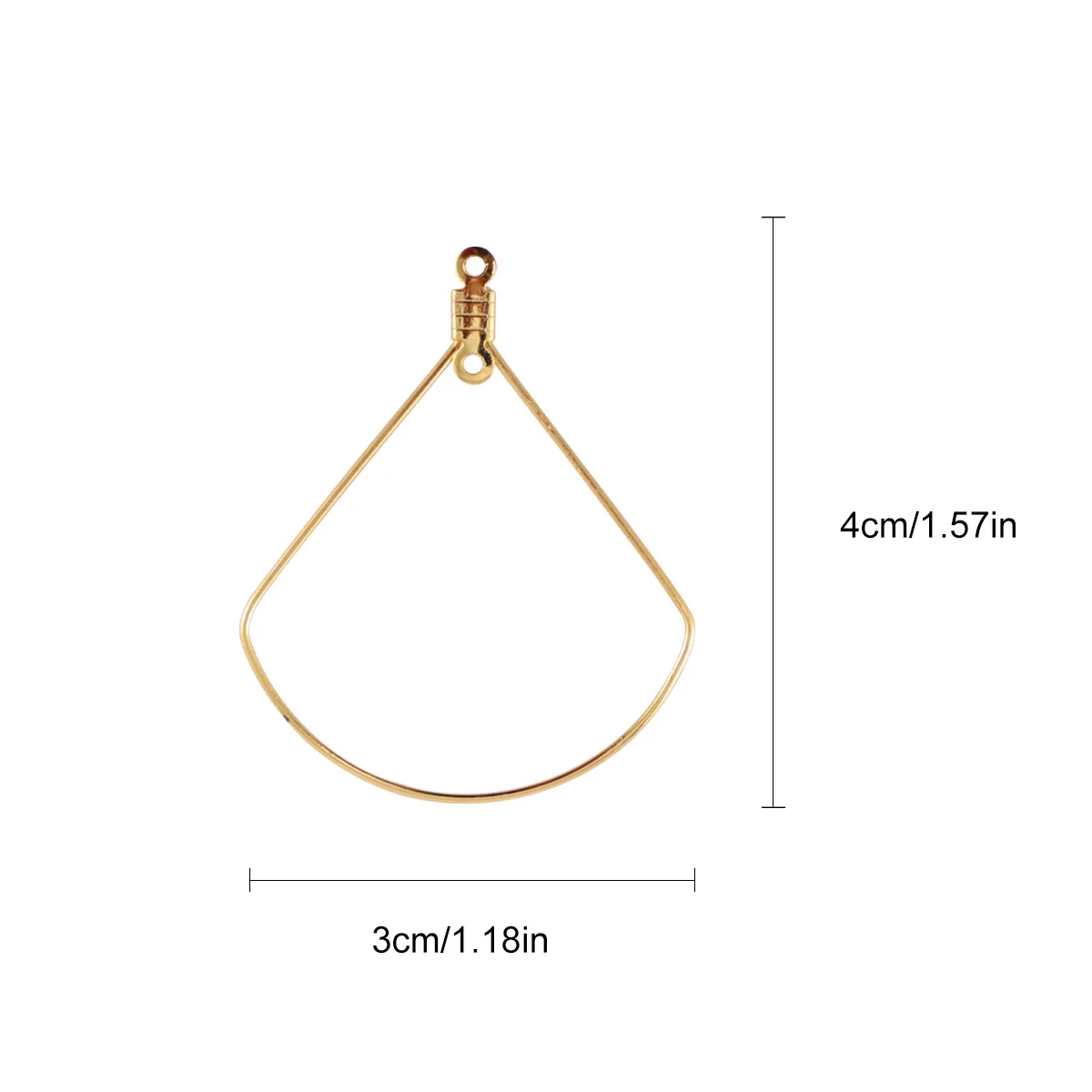 50pcs Ear Ring Loop Accessories Fan Shape Golden Stainless Steel Diy Jewelry Making Charms Pendants For Women Dangle