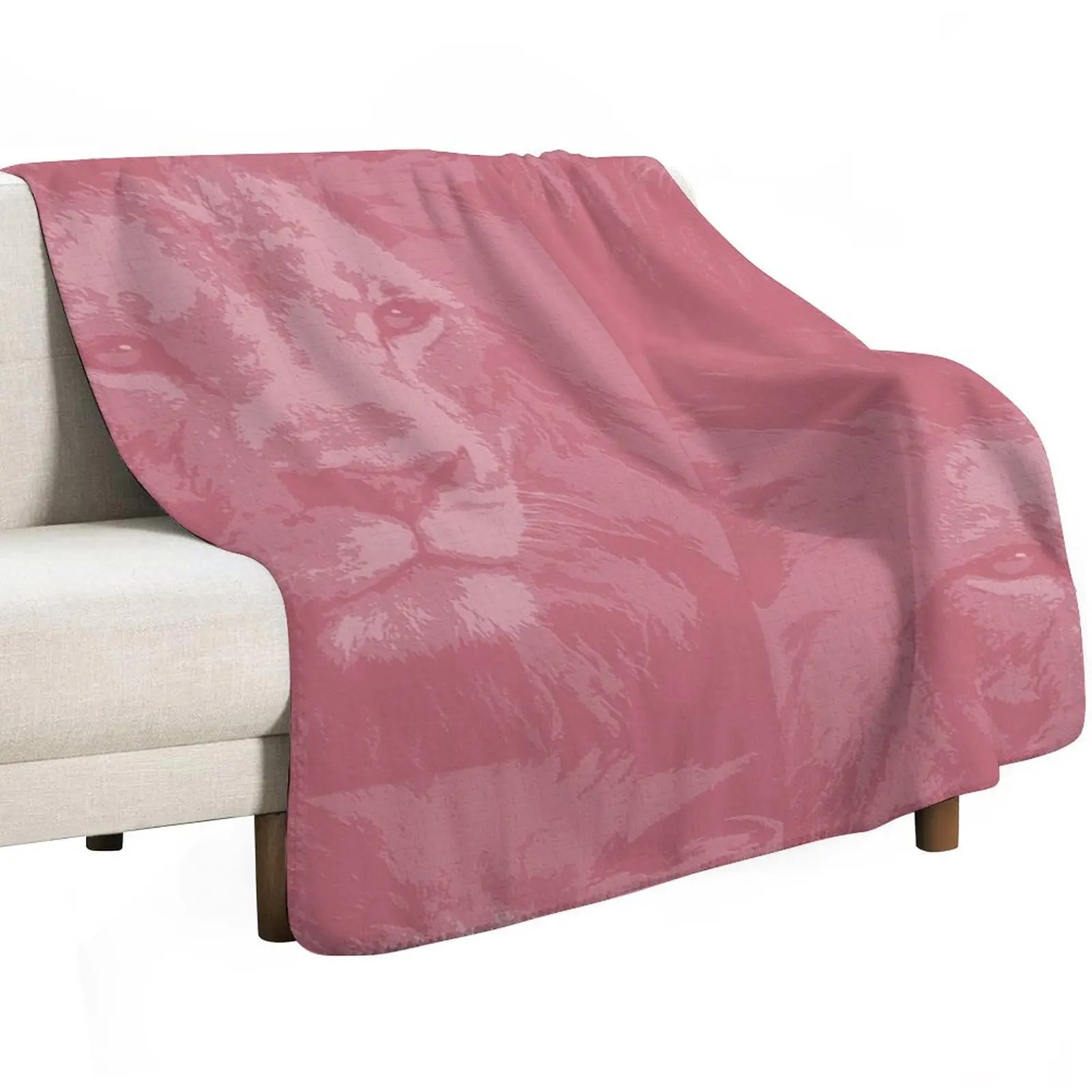Pink Lion Face Head Throw Blanket Multi-Purpose Baby Shaggy Sofa Throw Thin Blankets