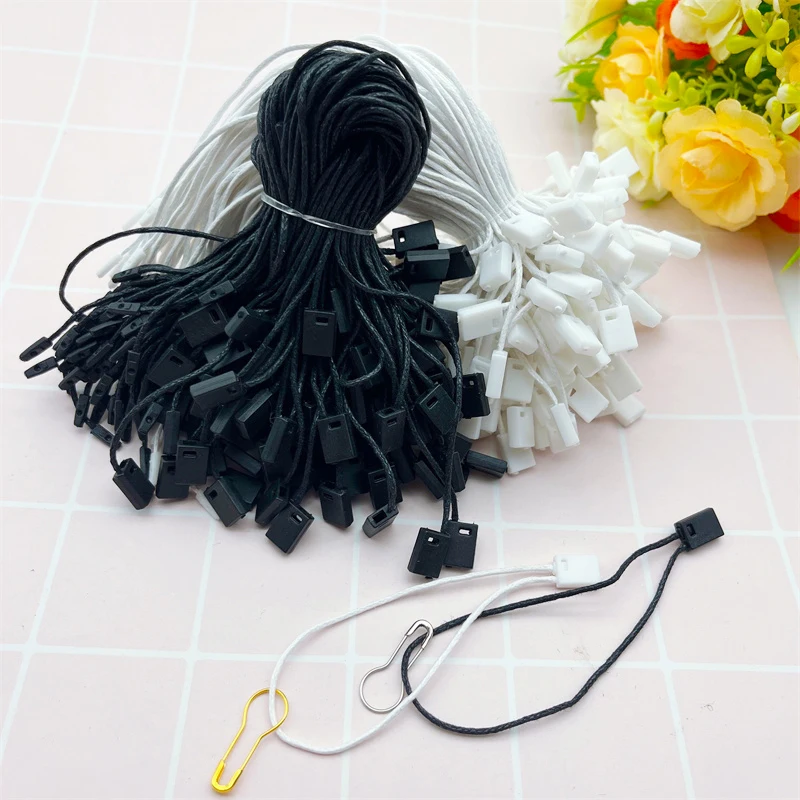 

5000pcs Square Wax Cord Safety Pin Tag Rope String Snap Lock Pin Loop Tie Fasteners DIY Garment Label Rope Accessories Wholesale