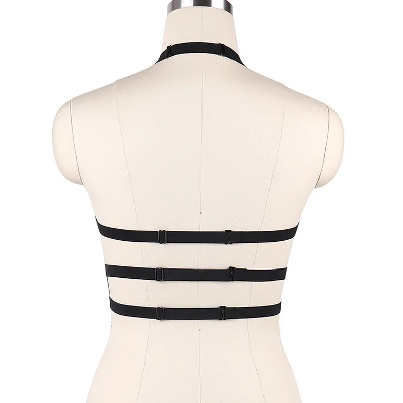 엘라스틱 바디 케이지 여성 하라주쿠 바디 하네스 벨트 속이 빈 조절 가능한 본디지 란제리 파티 댄스 의상 하네스 브라