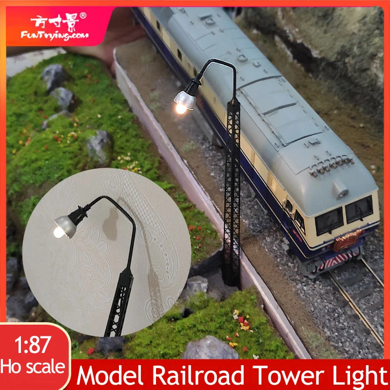 1:87 Ho Scale Railway Tower Light Mini Simulation Railroad Light Model Sand Table Scene Accessories Train Lighthouse Black 15cm