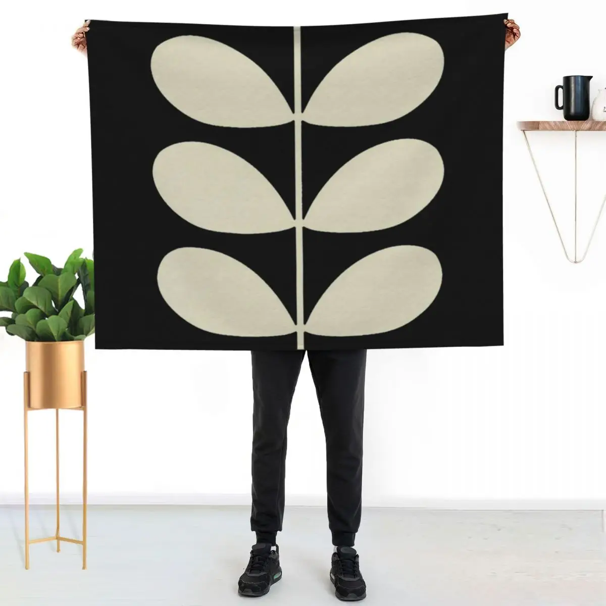 

orla kiely multi stem, black,white,kiely pattern,orla kiely design Throw Blanket Warm Flannel Blanket for Couch Chair Bedroom