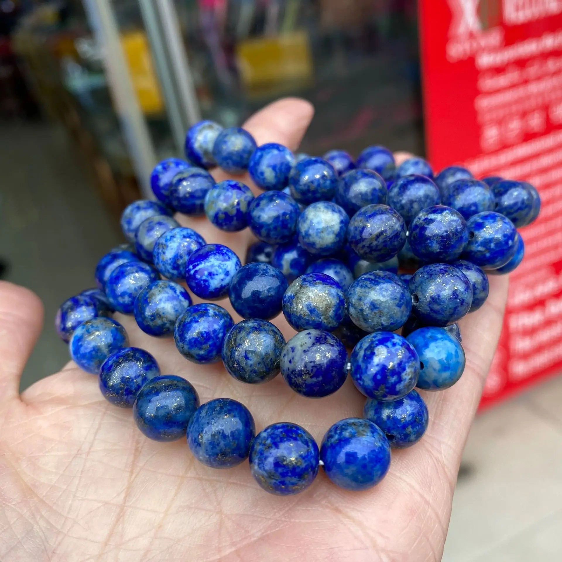 Natural Lapis Lazuli Stone Beaded Bracelet Healing Energy Unisex Fashion Elastic Bracelets For Men Women Jewelry Gift