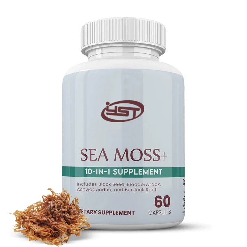 

Sea Moss 3000 мг масло черных семян, Южноафриканский пьяный баклажан, пузырь, бардок-10 в 16 60 вегетарианских капсул