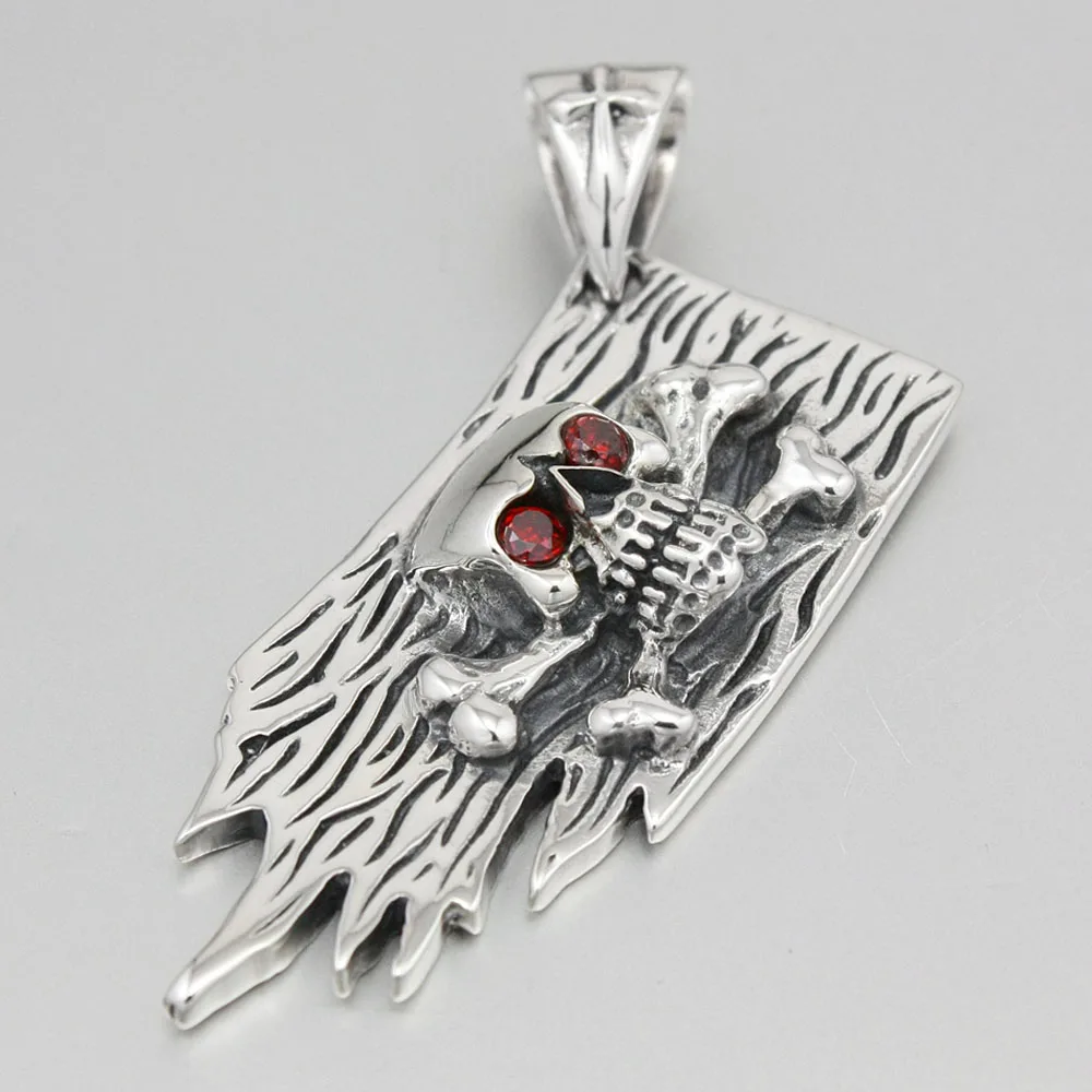 

Красные глаза CZ, стерлинговое серебро 925 пробы, череп, крест, кость, пиратский флаг, кулон, байкер, рок, панк, ювелирные изделия 8N007