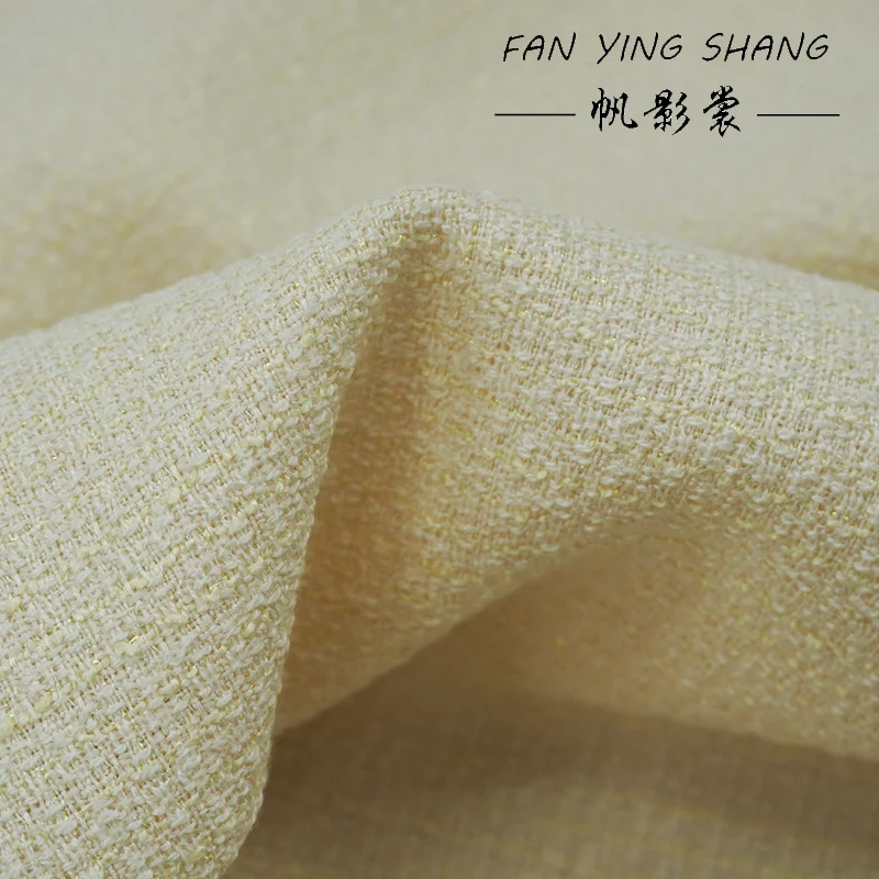 

Beige Light Yellow Bright Tweed Fabric For Coat Suit Diy