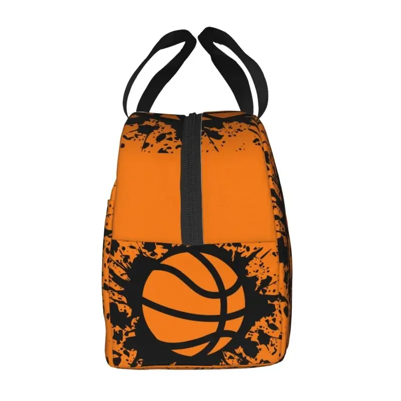 Basketball Splat Lunch Bag Women Portable Cooler Thermal Insulated Lunch Box for Work School Travel Storage Food Bento Box