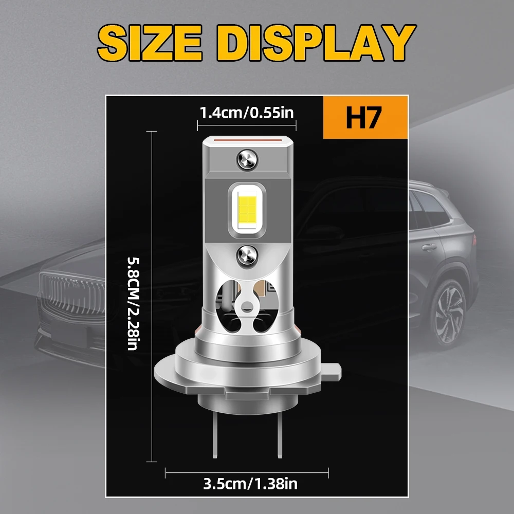 H7 Led Headlamp Car 130W Headlight Bulb 12/24V 15000LM 6000K White CSP Chip Motor With Fan Cooling Canbus No Error Plug And Play
