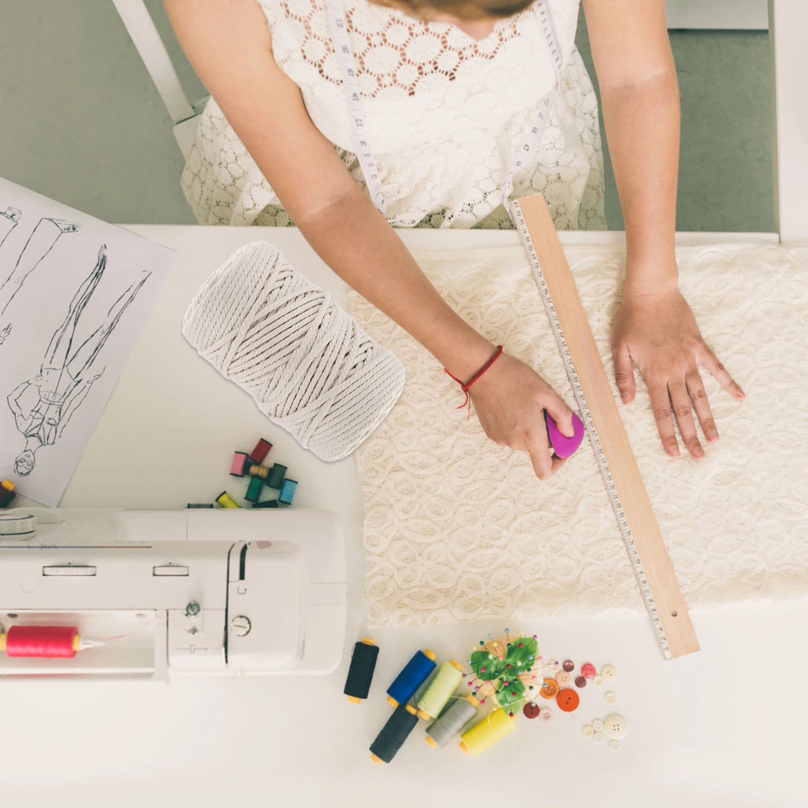 1 Roll Handmade Cotton Rope 100% Natural Diy Tapestry Material Craft Decor Woven Projects Multipurpose String Cord Supply