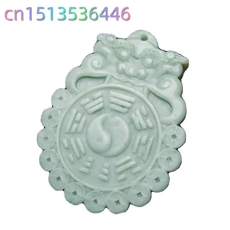 Groene Echte Jade Tai Chi Hanger Drakenketting Natuursteen Amulet Geschenken Vrouwen Mannen Luxe Chinese Gift Gesneden Sieraden Vintage