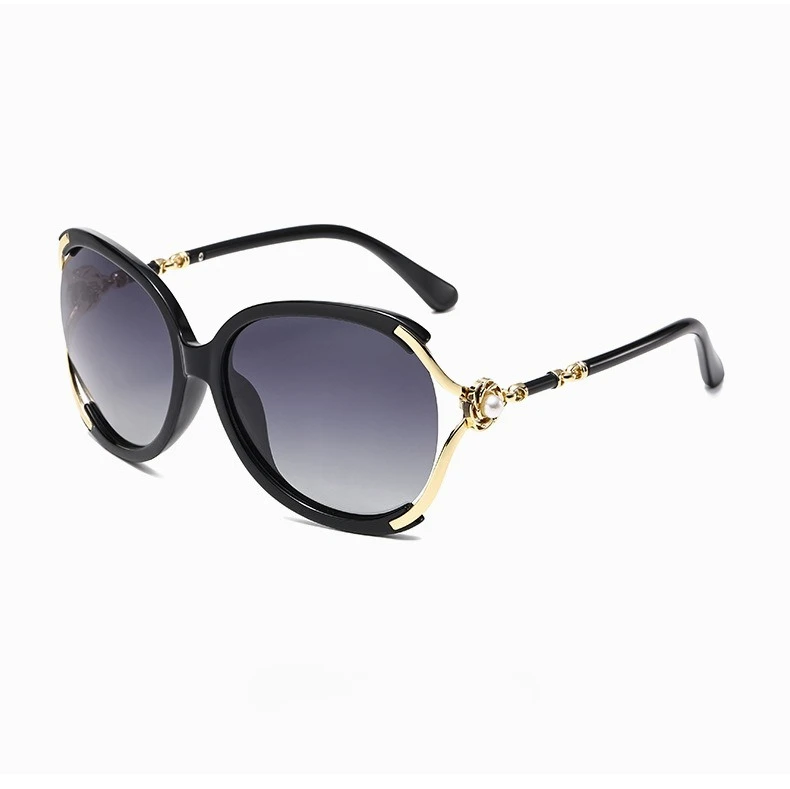 Personalisierte Sonnenbrille mit großem Rahmen, modische Damen-Sonnenbrille mit Perlendekoration, UV-beständige Brille – Detail 8