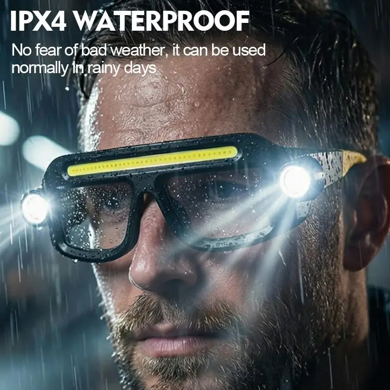 Multi Function 2 in 1 Glasses Goggle Light USB C Rechargeable Touch Control Headlamp Compact Repair Work Emergency Lamp Hiking