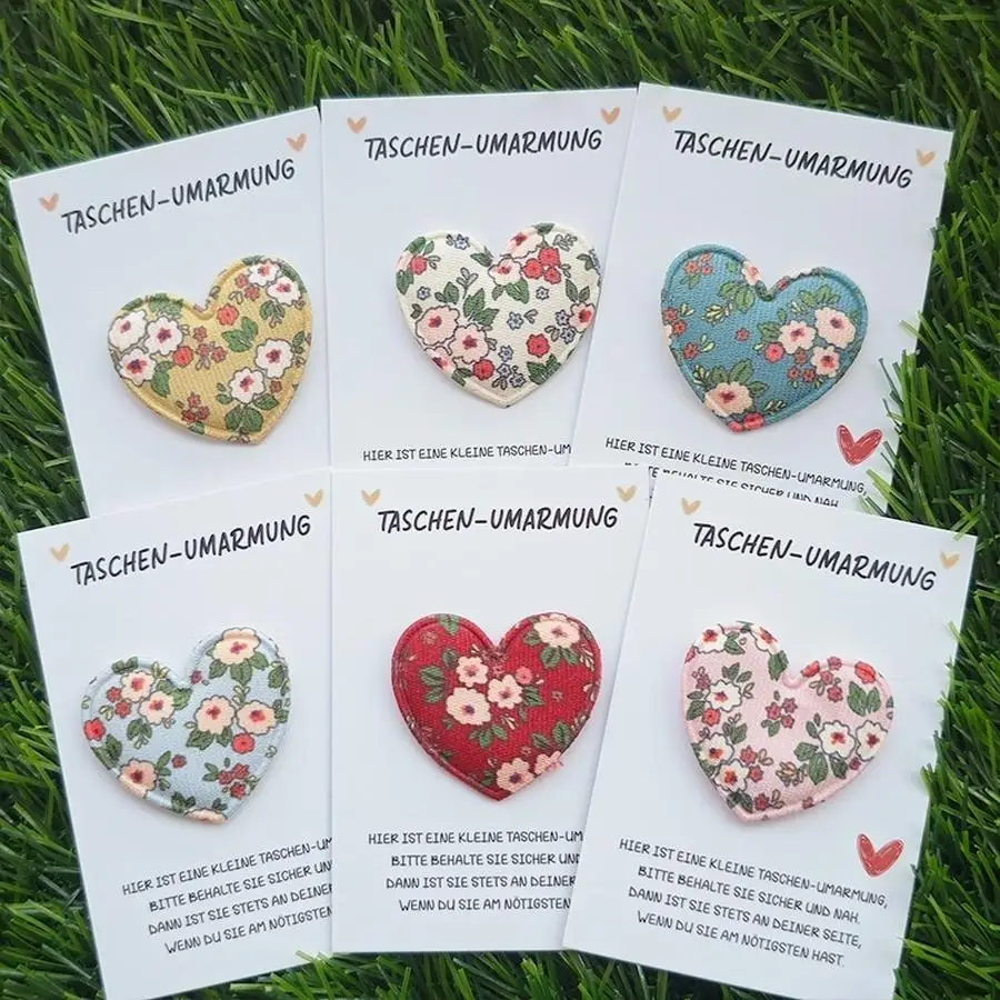 1/5/10/20/50/100pcs Set of 6 Colorful Heart Pocket Hug Cards Featuring Flowers - Inspirational Messages, Lucky Gifts, Keepsakes