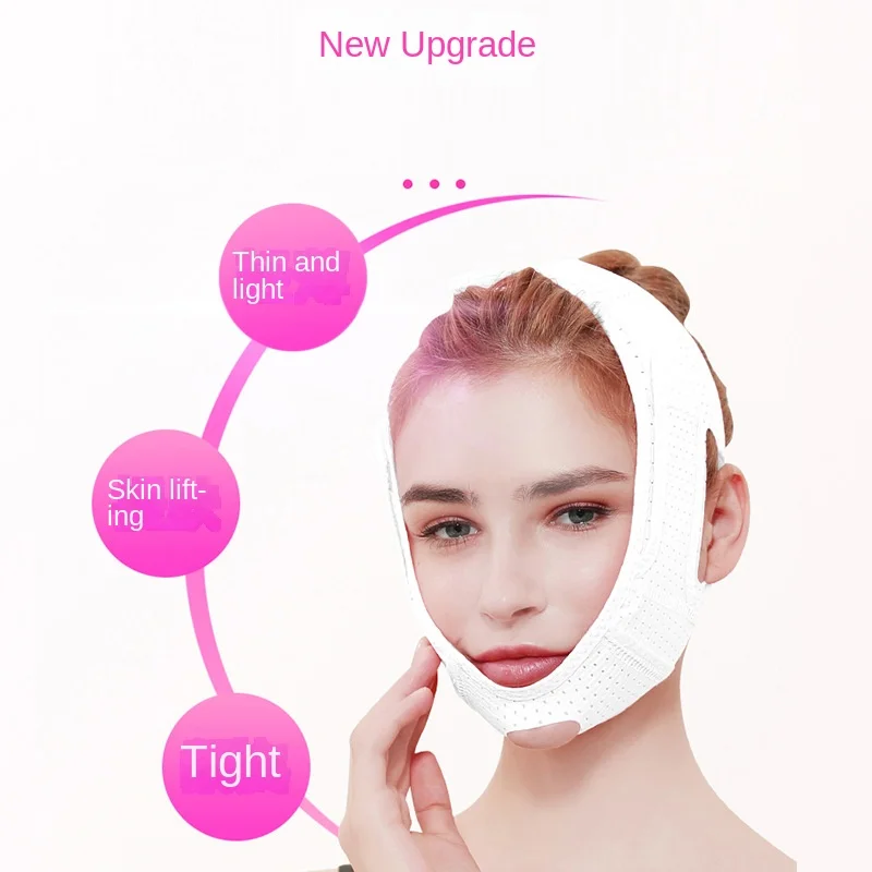 Atmungsaktive Mesh-V-Face-Lifting-Maske für die Gesichtskonturierung, schlankmachende Schlafunterstützung, wiederverwendbarer, straffender Gurt, Gesichtsformer-Band