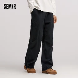 Semir Casual Pants Men 2024 Winter New Functional Style Large Pocket Work Pants Loose Straight Paratrooper Pants Long Pants