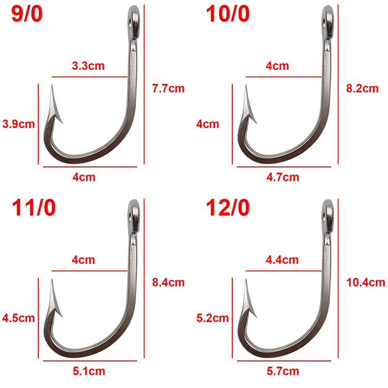 10pcs 7731 Stainless Steel Fishing Hooks Big Thick Tuna Bait Fishing Hook Size 5/0 6/0 7/0 8/0 9/0 10/0 11/0 12/0 13/0 14/0 16/0