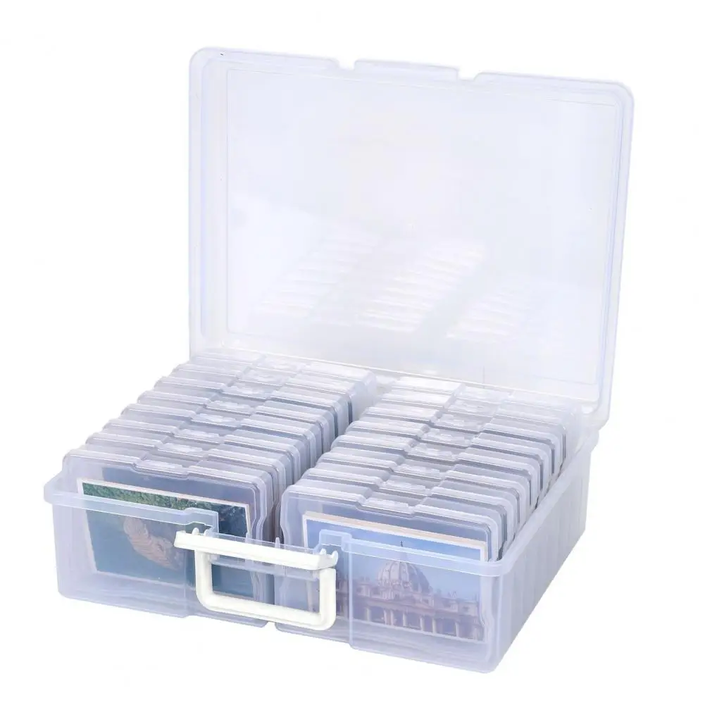 Pvc-free Photo Organizer Transparent Acrylic Photo Storage Box Set with Capacity Smooth Edges Dustproof Organizer for Photos