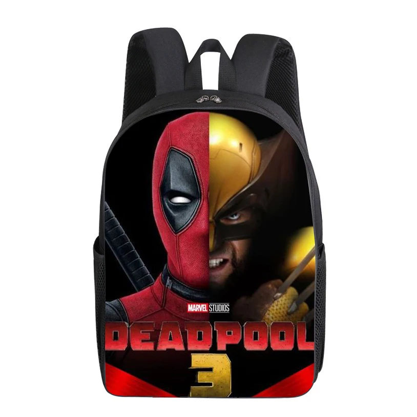 Deadpool & Wolverine Kids Backpacks Marvels Action Figures School Bags Boys Girls Outdoor Sport Travel Knapsack Children Gift