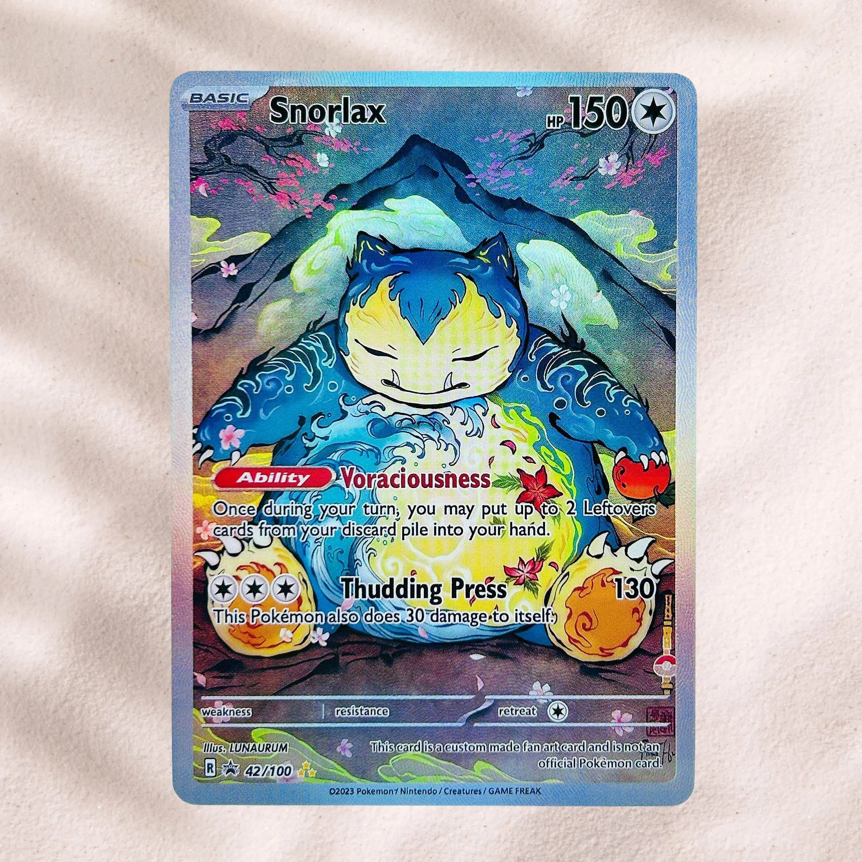 

DIY Pokemon Snorlax 42/100 Holographic Texture English Version Premium Anime Collection Card Perfect Condition