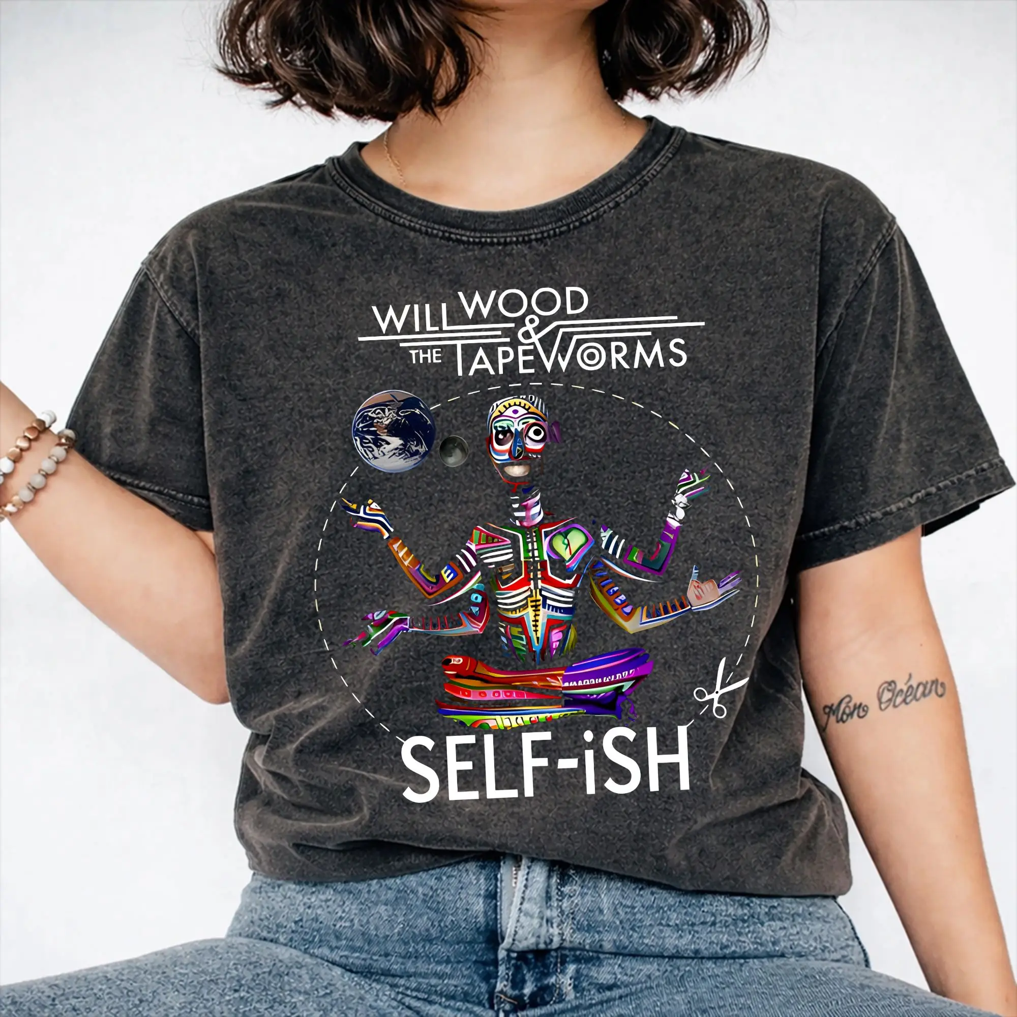 Self-ish Will Wood Meditation  Apparel Washed T Shirt for Men Women Streetwear Hip Hop T-Shirt Graphic Printed  Tees Tops