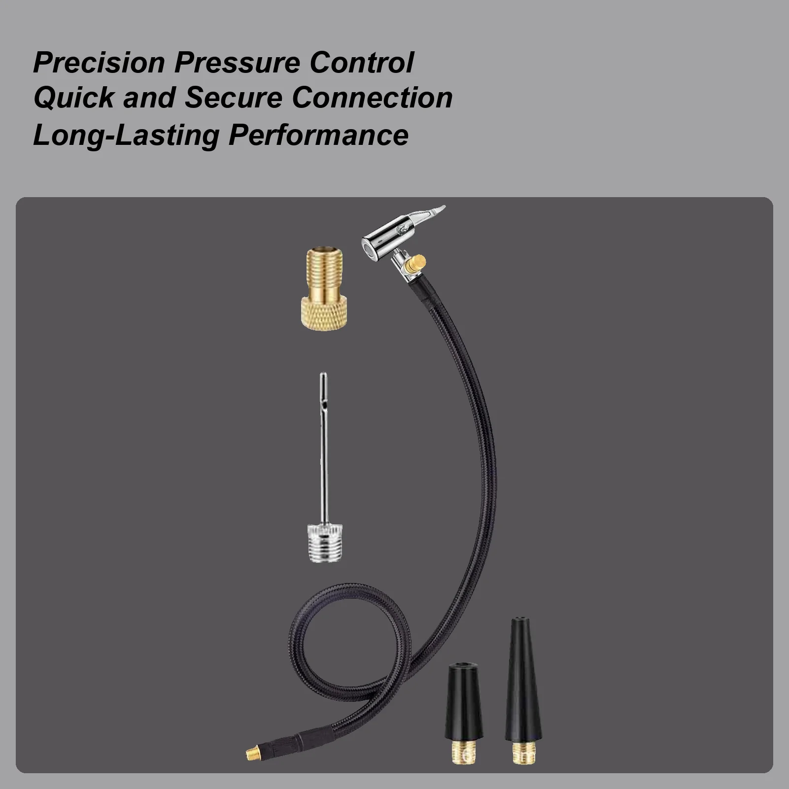 

Car Tire Inflator Hose Adapter 55cm Compressor Chuck Valve Nozzle 360-degree Rotation Tire Inflator Hose Replacement