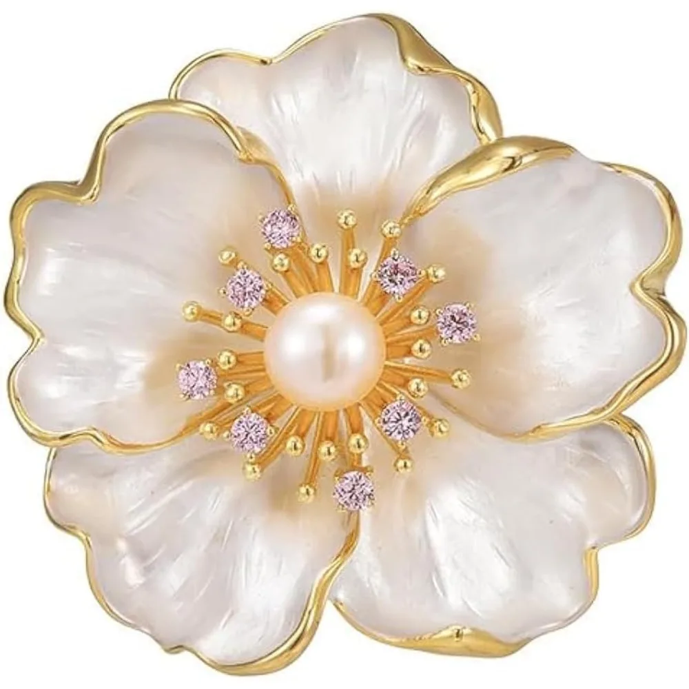 

Brooches and Pins for Women Elegant Flower Pearl Brooches Costume Broches Jewelry Lady Christmas Pin for Women
