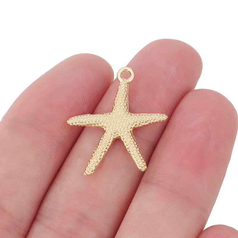 10 x Gold Color Sea Star Starfish Charms Pendants Beads for DIY Earrings Jewelry Making Accessories 26x20mm