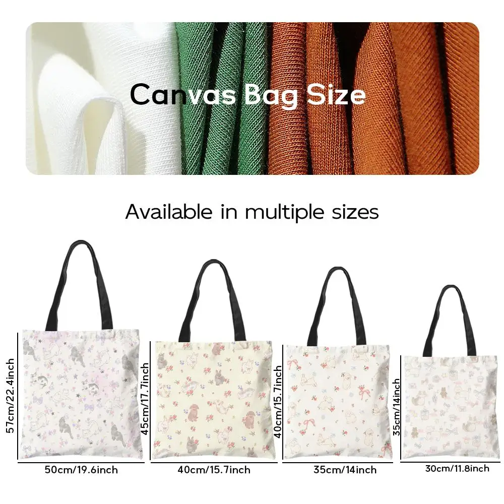 Storage Bags Shopping Bag Canvas Supermarket Shopping Bag Christmas Party Tote Bag Flowers And Animals Warmly Heart