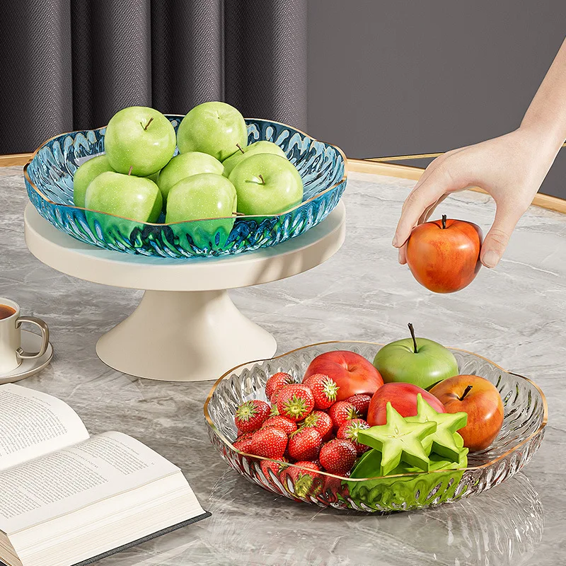 Light Luxury High-end Fruit Plate, Household Food Grade Plastic Flower Shaped Nut Plate, Dining Table Snack Pastry Storage Plate