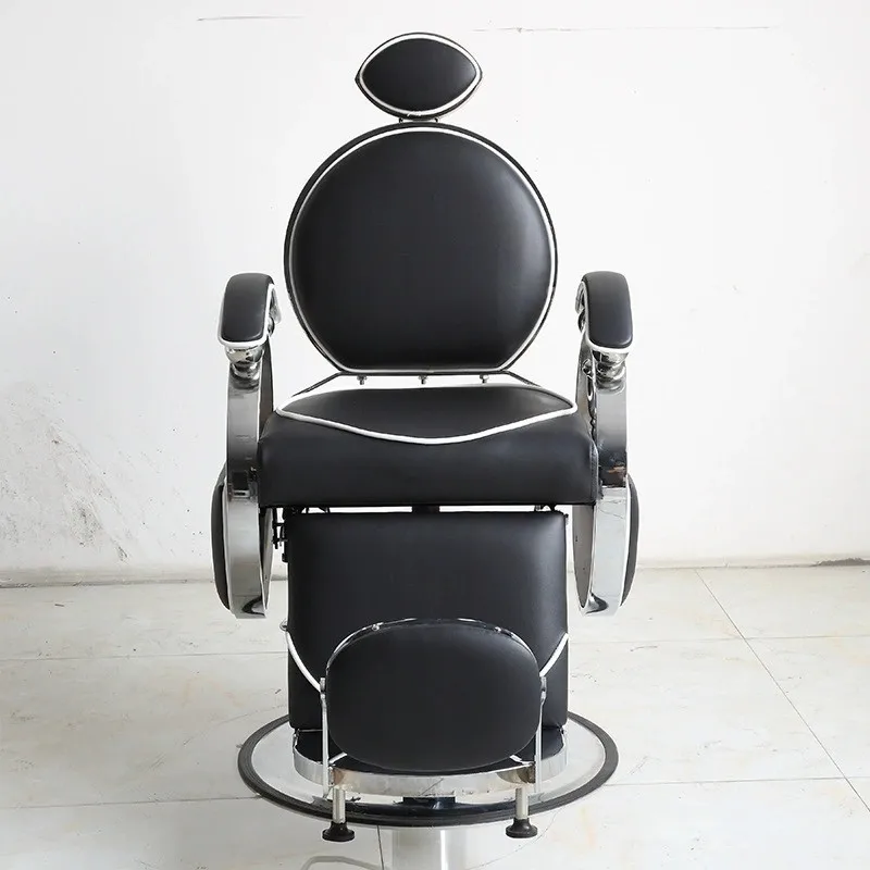 High-end men's barbershop chair can be reclined for retro slicked-back hair, large shave chair, and a special adjustable haircu
