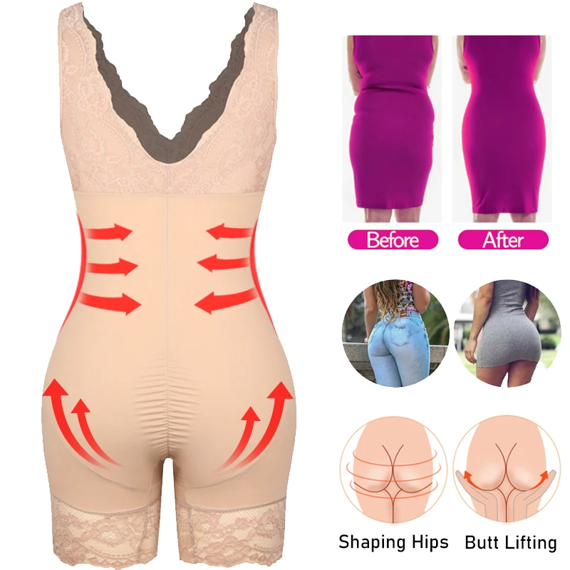 Shapewear Women Full Body Shaper Slimming Bodysuits Lace Corset Waist Trainer Shaping Underwear Postpartum Recovery Sheath