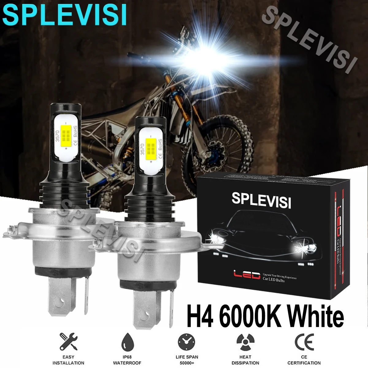 

2x70W White motorcycle headlight For Yamaha WR250F 2001-2005 2015-2017 WR250R 2008-2017 WR250X 2008-2011 motorcycle accessorie