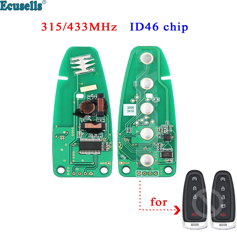 

4/5B Smart Prox Remote Key Board PCB 315 МГц/433 МГц ID46 Чип для Ford Explorer Edge Expedition Flex C-max Taurus FCC: M3N5WY8609