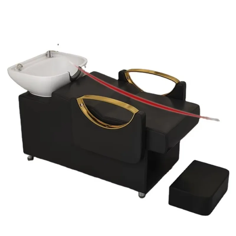 Black Sink Hairdressing Salon Furniture Hair Salon Shampoo Bed with Washing Stations and Bowl Shampoo Chairs