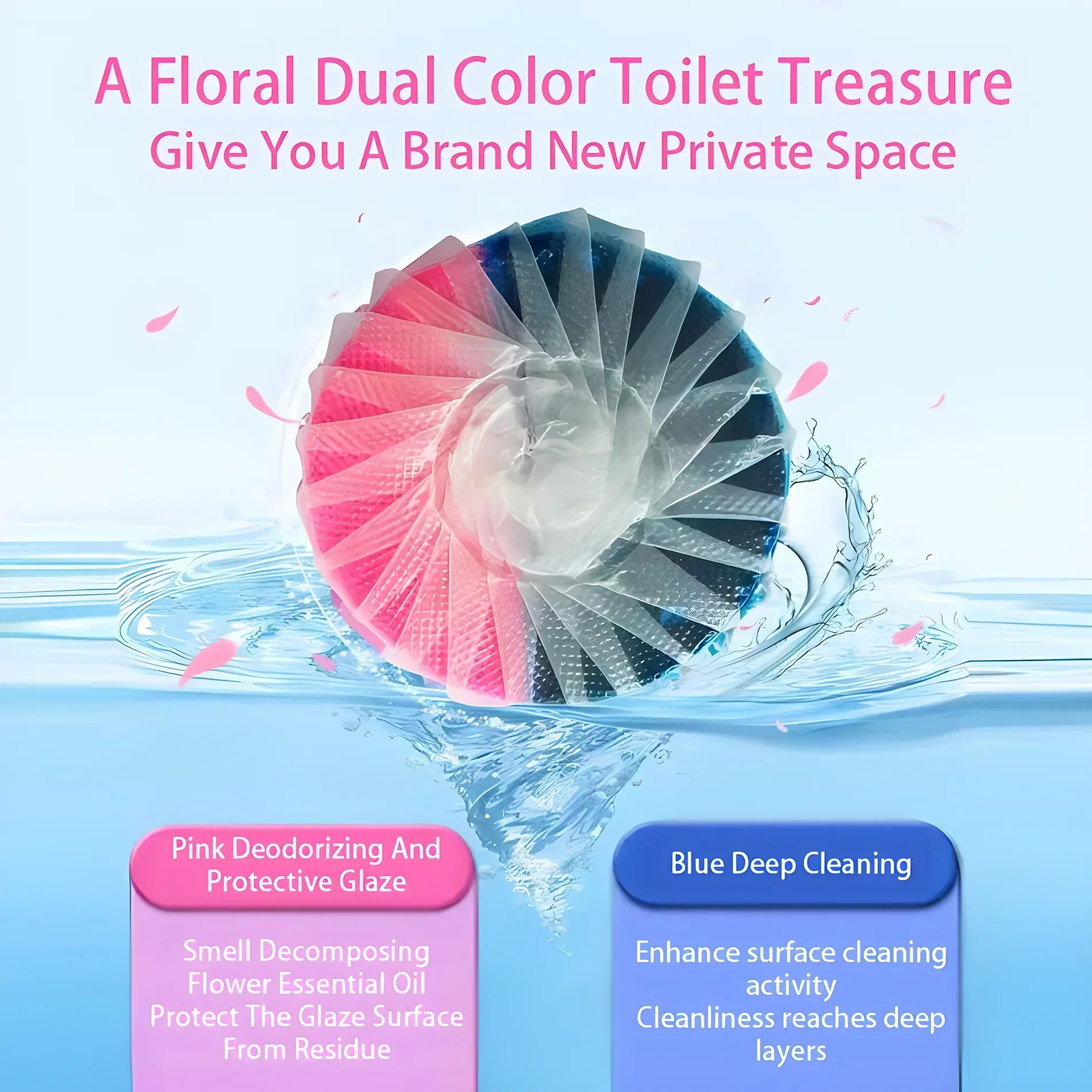 30PCS Toilet Bowl Cleaner Drain Tank Rose Fragrance Tablet Freshener Deodorization Stain Remover House Bathroom Cleaning Agent