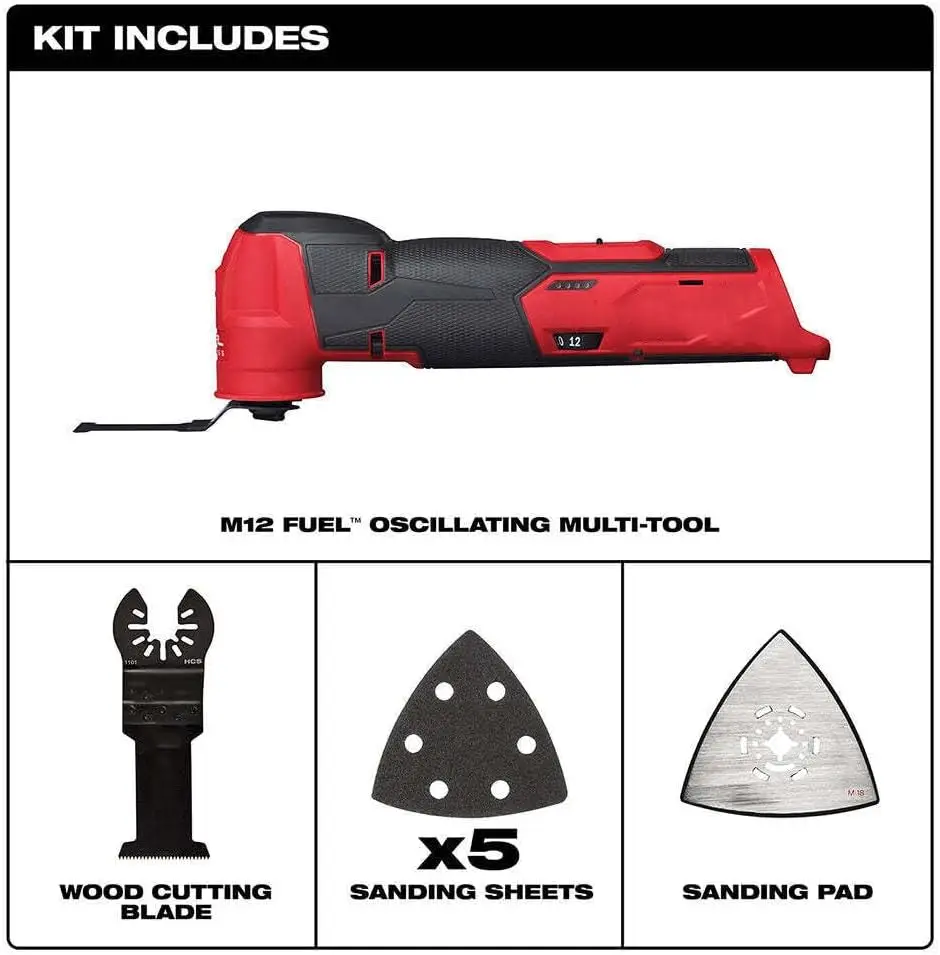 Oscillating Multi-Tool, For 2526-20 M12 12V Cordless Oscillating Multi-Tool(Size:11.2 x 2.2 x 3.7 in), Red,black