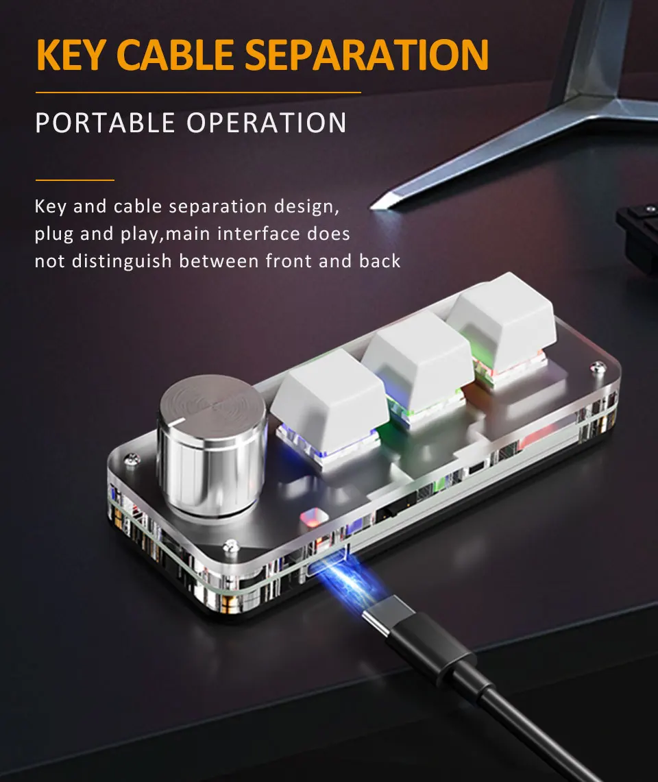 2,4G 3-Tasten Anpassen Bluetooth Tastatur Makro Knopf Kopieren Einfügen Verknüpfung Schlüssel E-sport Spiel Mini mechanische Hot Plug Mini Tastatur – Detail 3