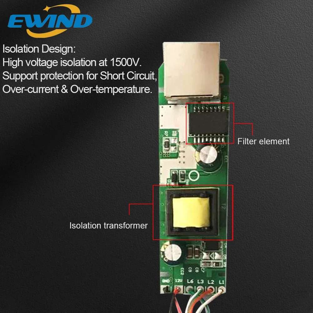 EWIND Gigabit POE Splitter 10/100/1000Mbps IEEE802.3af/at 44-57V To 12V Power Supply for IP Camera Wireless AP or Non-POE Device