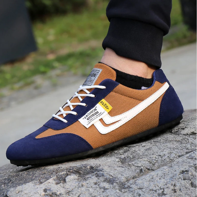 Men Low-top Canvas Shoes Casual Breathable Sneakers Korean Style Autumn Lace Up Casual Non-slip Trainers Zapatillas Para Hombre