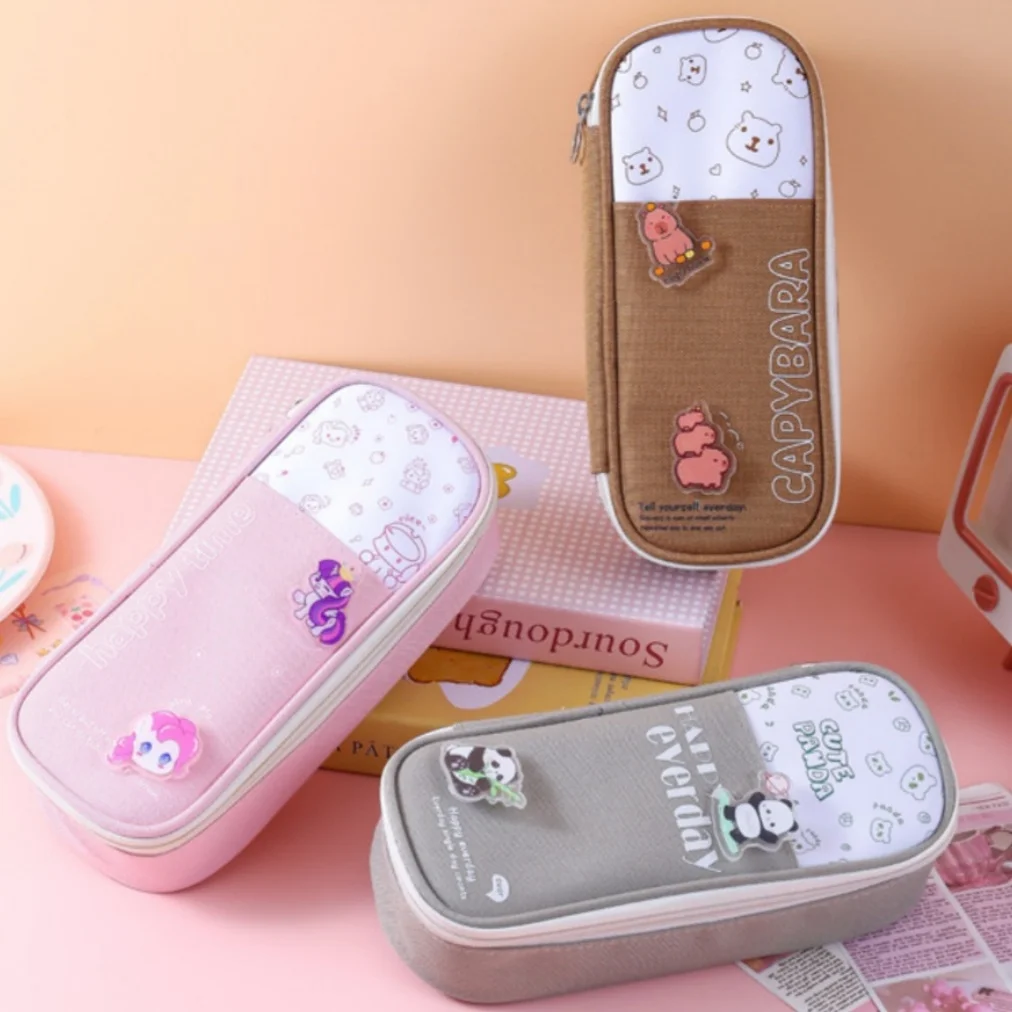 Cartoon Pendant Large Capacity Pen Bag Panda Horse Student Stationery Case High Aesthetic Value Cultural Box