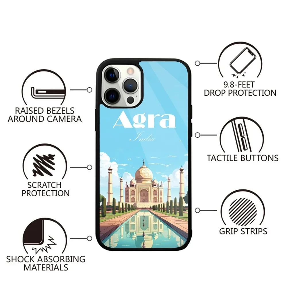 Taj Mahal India Tourist Attractions Phone Case For iPhone 15,14,13,12,11,Plus,Pro,Max Mini Magsafe Magnetic Wireless Charging