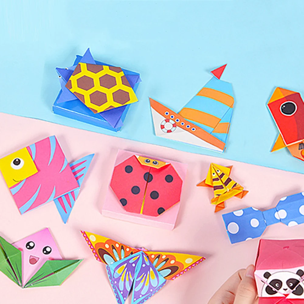 54Pages 3D Origami Paper DIY Kids Craft Toys Cartoon Animal Handcraft Paper Art Montessori Learning Educational Toy for Children