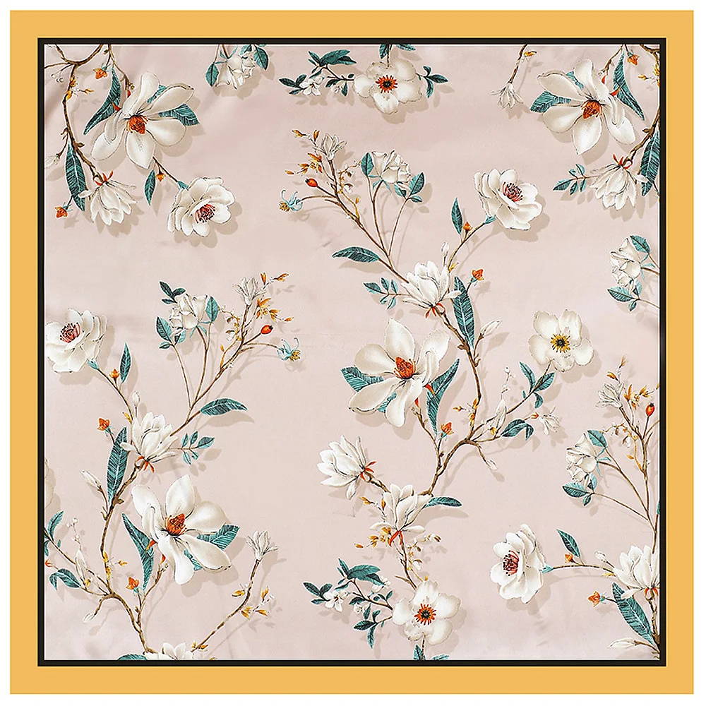 

Квадратный шарф с цветочным принтом 90x90 см — женская модная шаль для защиты от солнца, пляжного покрытия и стиля в стиле ретро