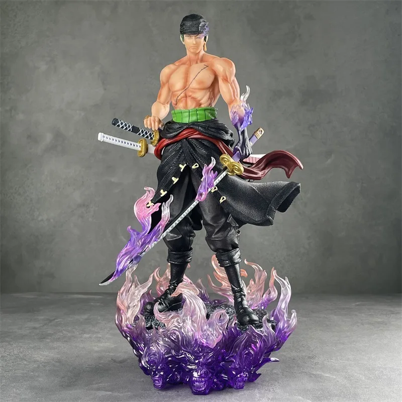 Anime One Piece Gk 32cm Action Figure One Knife Flow Roronoa Zoro Model Statue Decorations Pvc Figure Hand Model Collect Gift