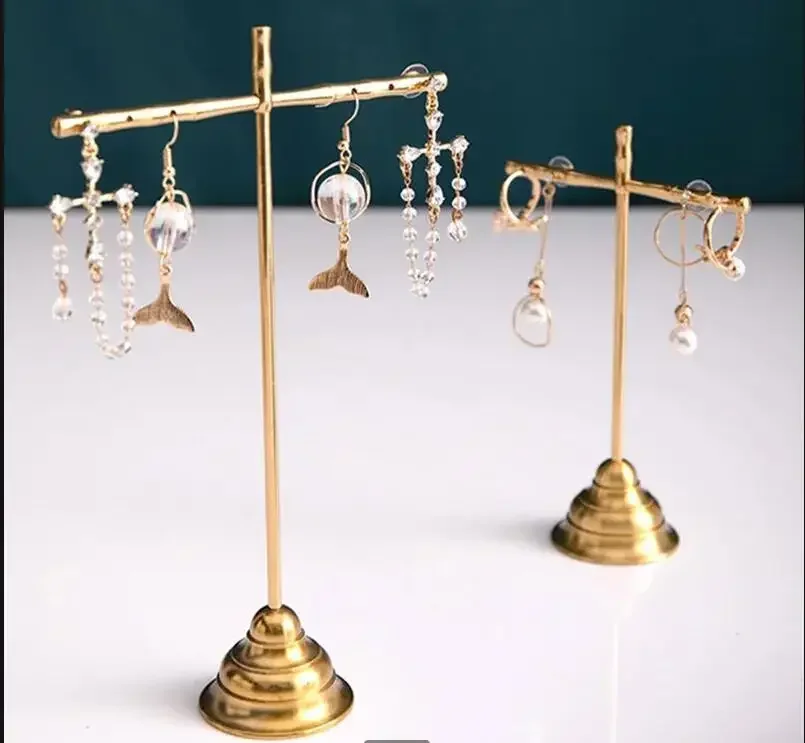 

Metal Earring Holder Brass Jewelry Rack Desktop Storage Rack Necklace Earring Stand Jewelry Display Stand Decoration Organizer